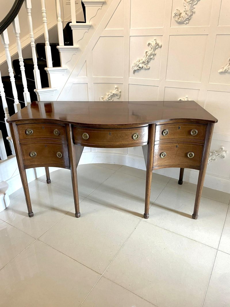 Unusual Antique George III Quality Mahogany Serpentine Shaped Sideboard